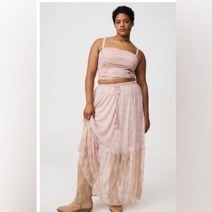 torrid Mauve Ruched Cami & Floral Midi Skirt Set